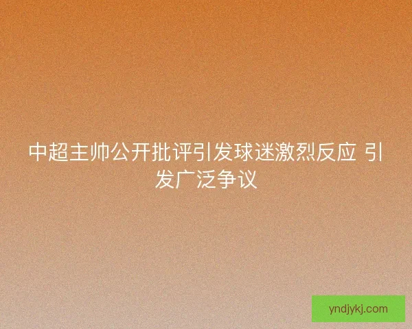 中超主帅公开批评引发球迷激烈反应 引发广泛争议