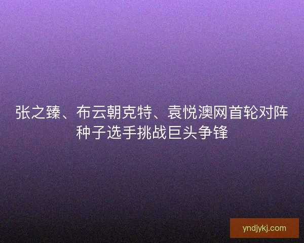 张之臻、布云朝克特、袁悦澳网首轮对阵种子选手挑战巨头争锋