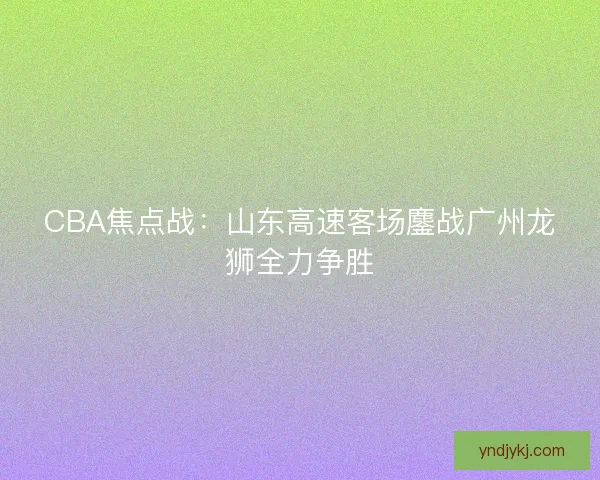 CBA焦点战：山东高速客场鏖战广州龙狮全力争胜