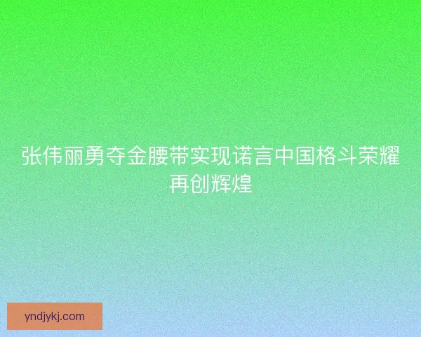 张伟丽勇夺金腰带实现诺言中国格斗荣耀再创辉煌 张伟丽勇夺金腰带实现诺言中国格斗荣耀再创辉煌